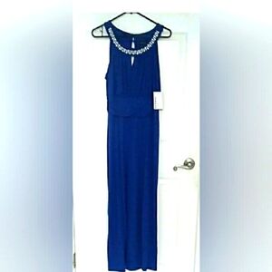 Enfocus Studio Blue Halter Maxi Dress